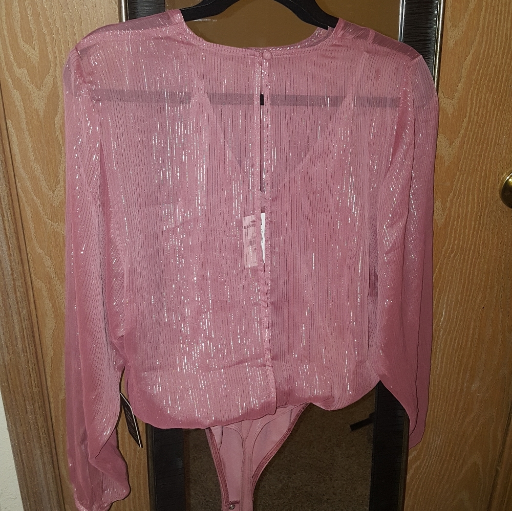 NWTExpress | High Neck Sheer Sparkly Bodysuit 2Pc. - Picture 4 of 6